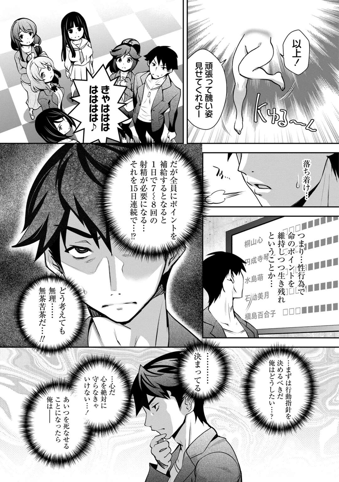 【エロ漫画】【エロ漫画】監禁された6人の男女、セックスをしないと終わらないデスゲーム「神様のゲーム」に参加させられてしまう【Ryoji：神様のゲーム-監禁された6人の男女】