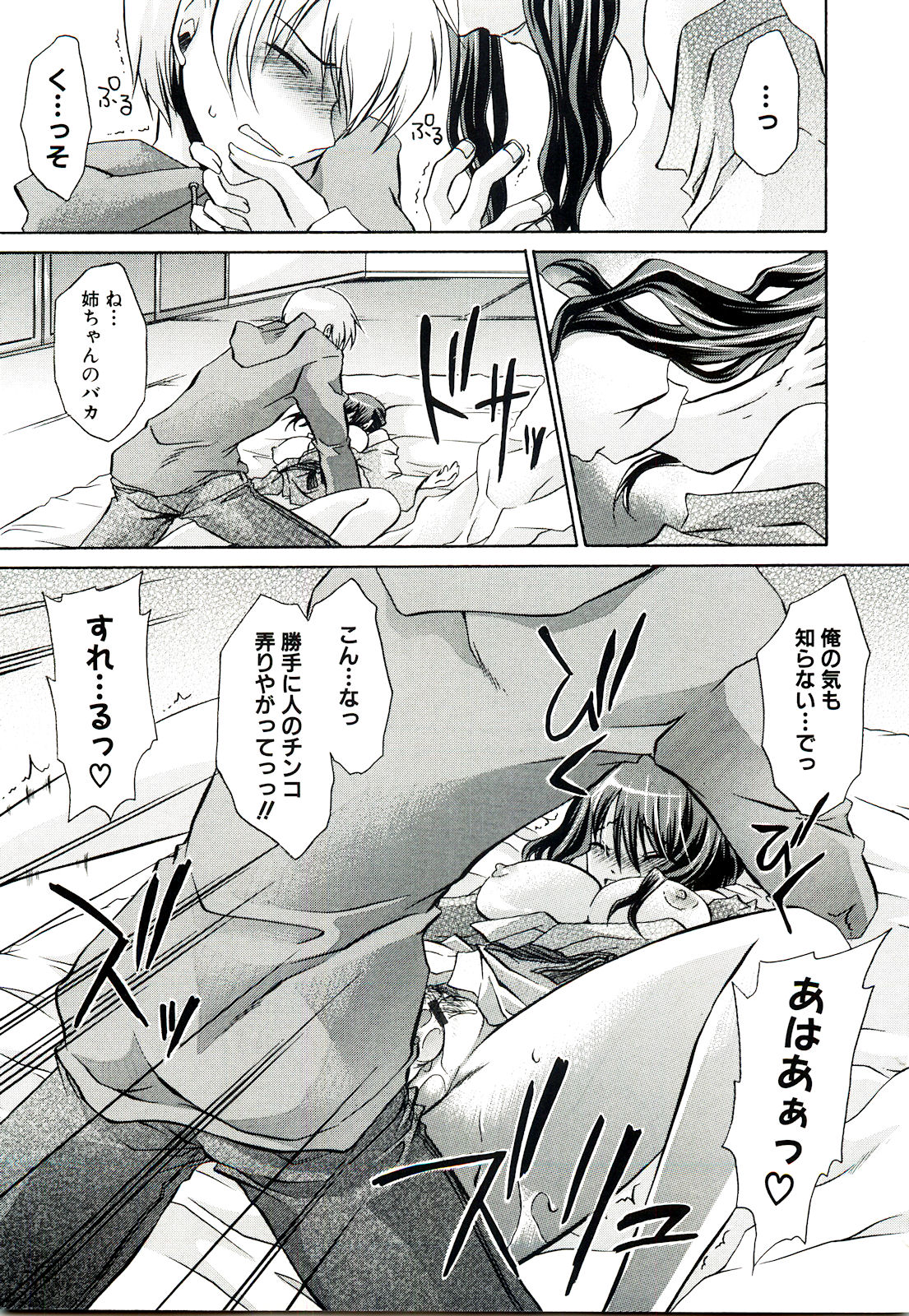 【エロ漫画】【エロ漫画】弟の巨根チンポを見て興奮しちゃうお姉さん…騎乗位で生ハメ中出しいちゃラブセックスしちゃう【東雲龍：痴的なお姉さん】