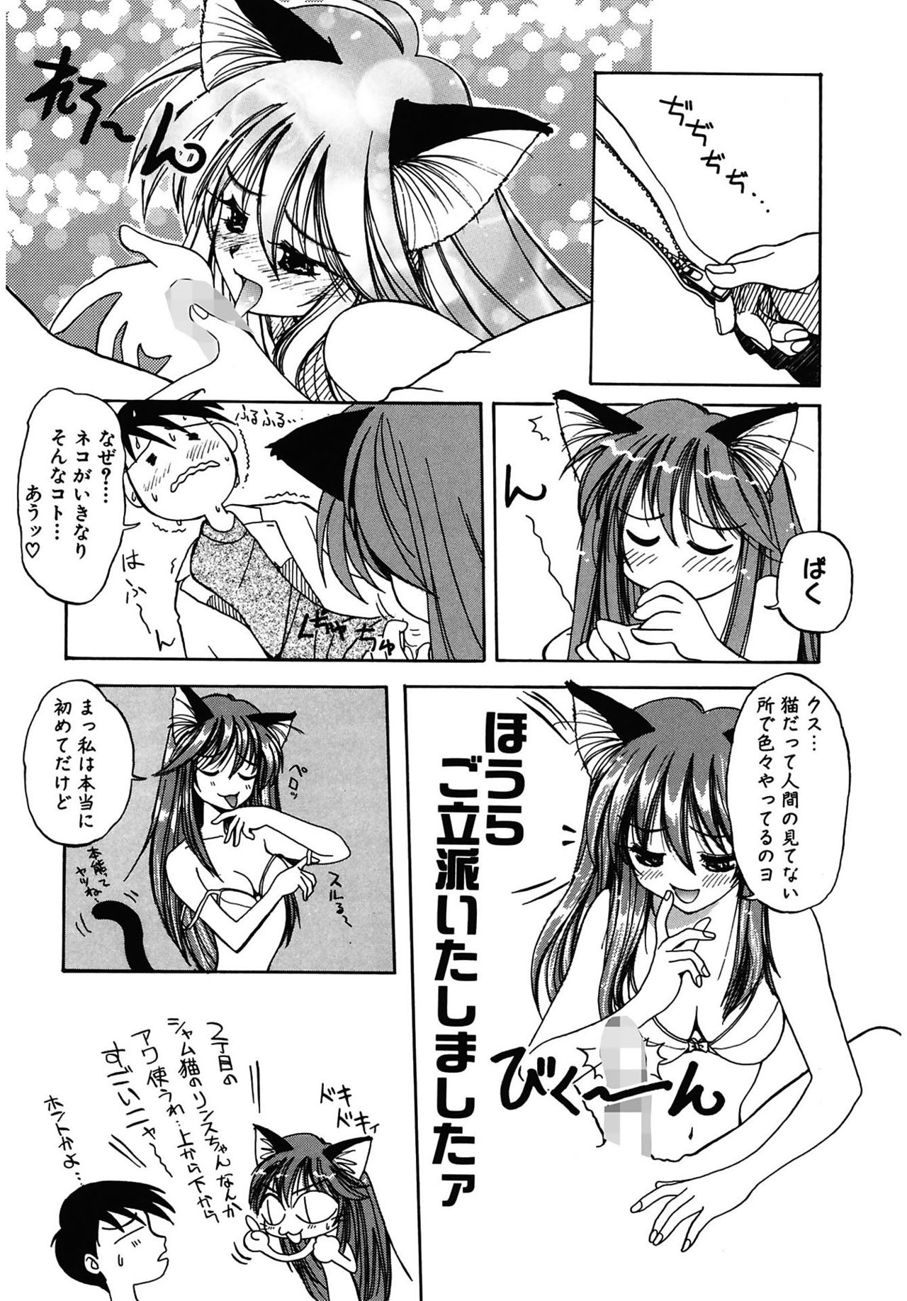 【エロ漫画】【エロ漫画】自宅で夜食を食べていたところ、訪ねてきた恋人が事故で死なせた猫の霊に取りつかれる長髪のお姉さん…発情した彼女に誘惑して生ハメ中出しいちゃラブセックス【天織龍樹：たたって♡ニャンニャン】